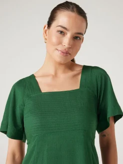 Jeanswest Victoria Flutter Sleeve Dress Green Outlet