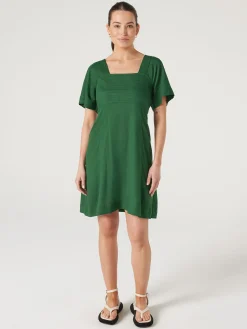 Jeanswest Victoria Flutter Sleeve Dress Green Outlet